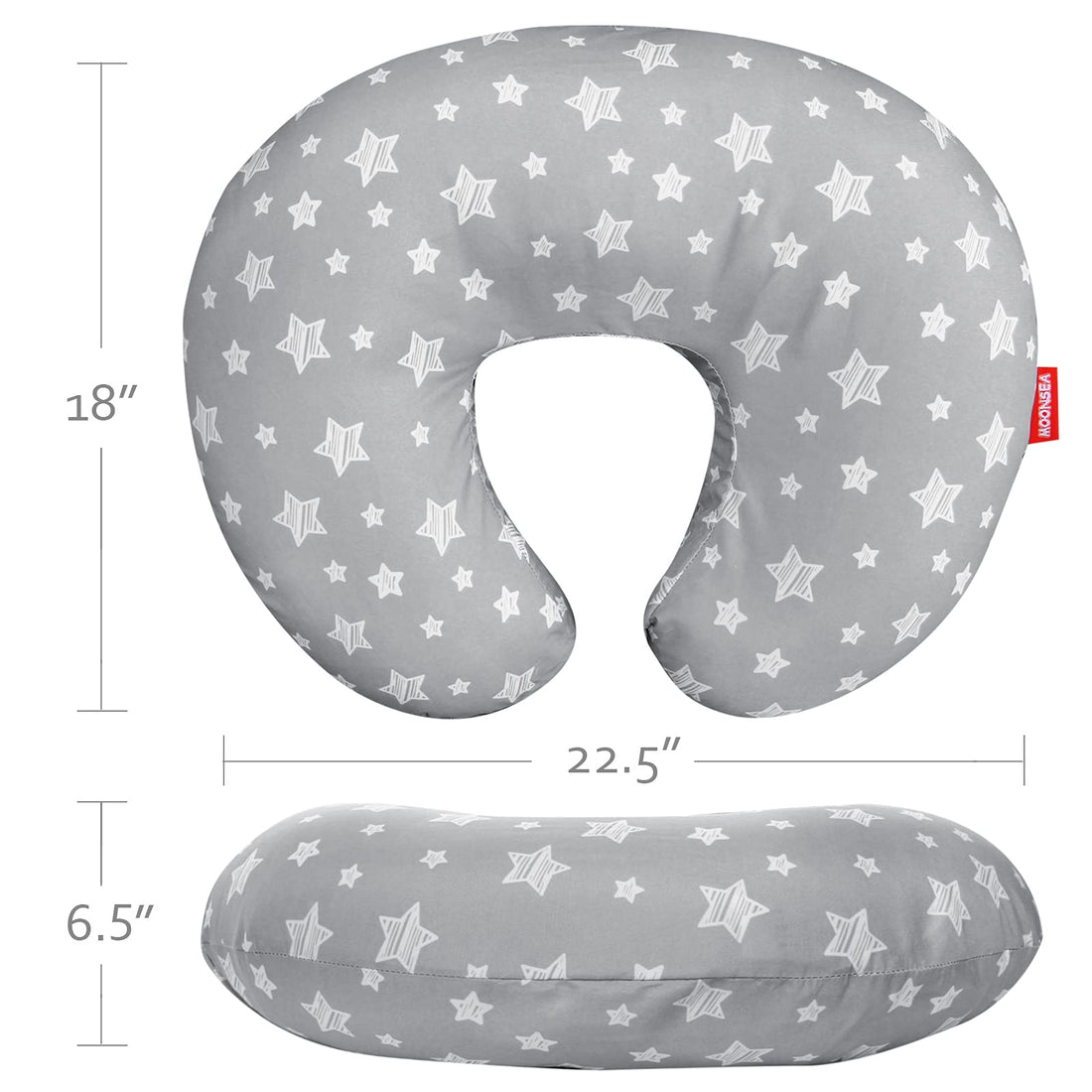 Nursing Pillow Cover for Baby Snug Fits Boppy Nursing Pillows, Breastfeeding Nursing Pillow Slipcovers Super Soft, for Breastfeeding Moms, Grey Star