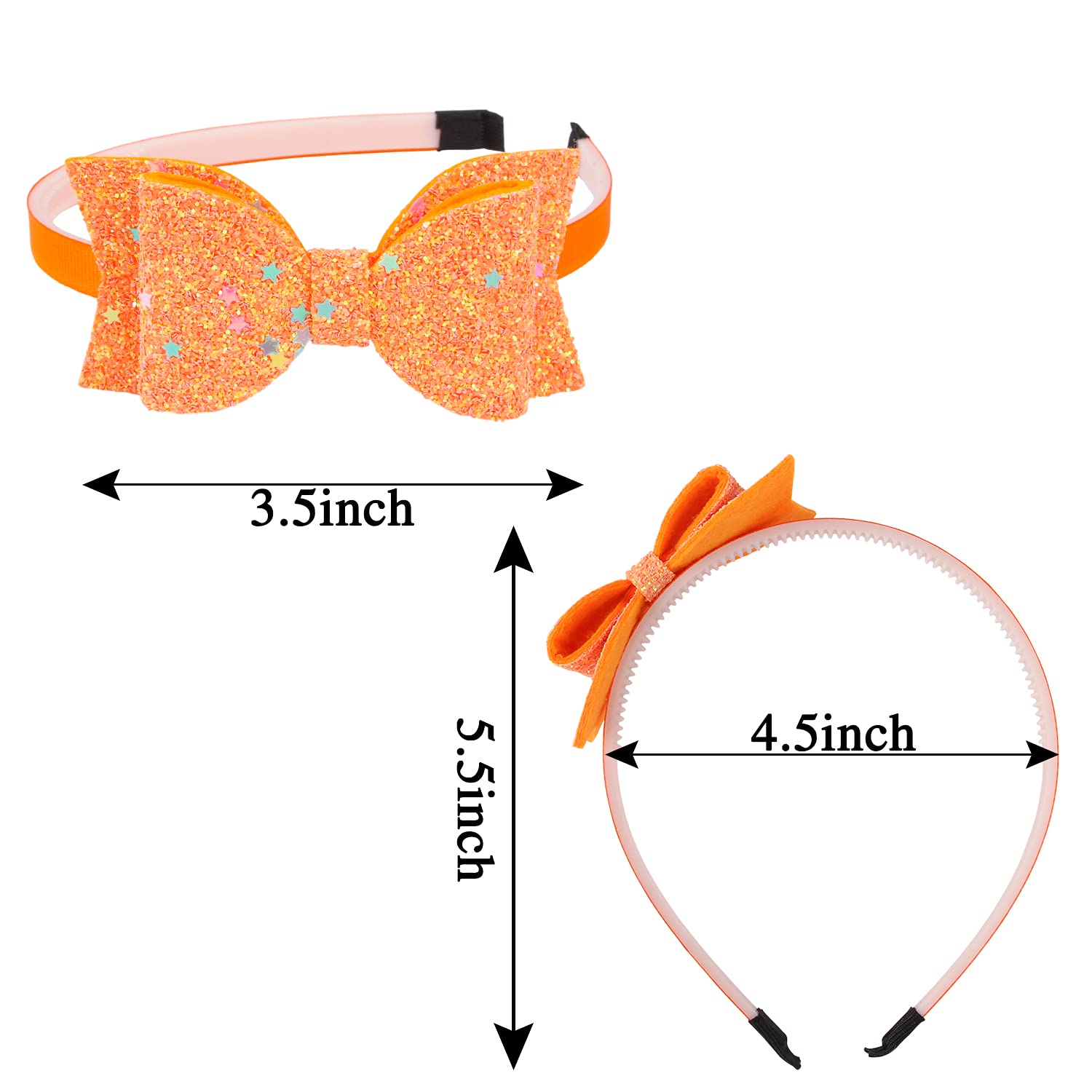 XIMA Bows Headbands For Girls,Kids Headbands 3.5 inch Sequin Glitter Hairband With Bow Little Girls Hair Bands,Pack of 10