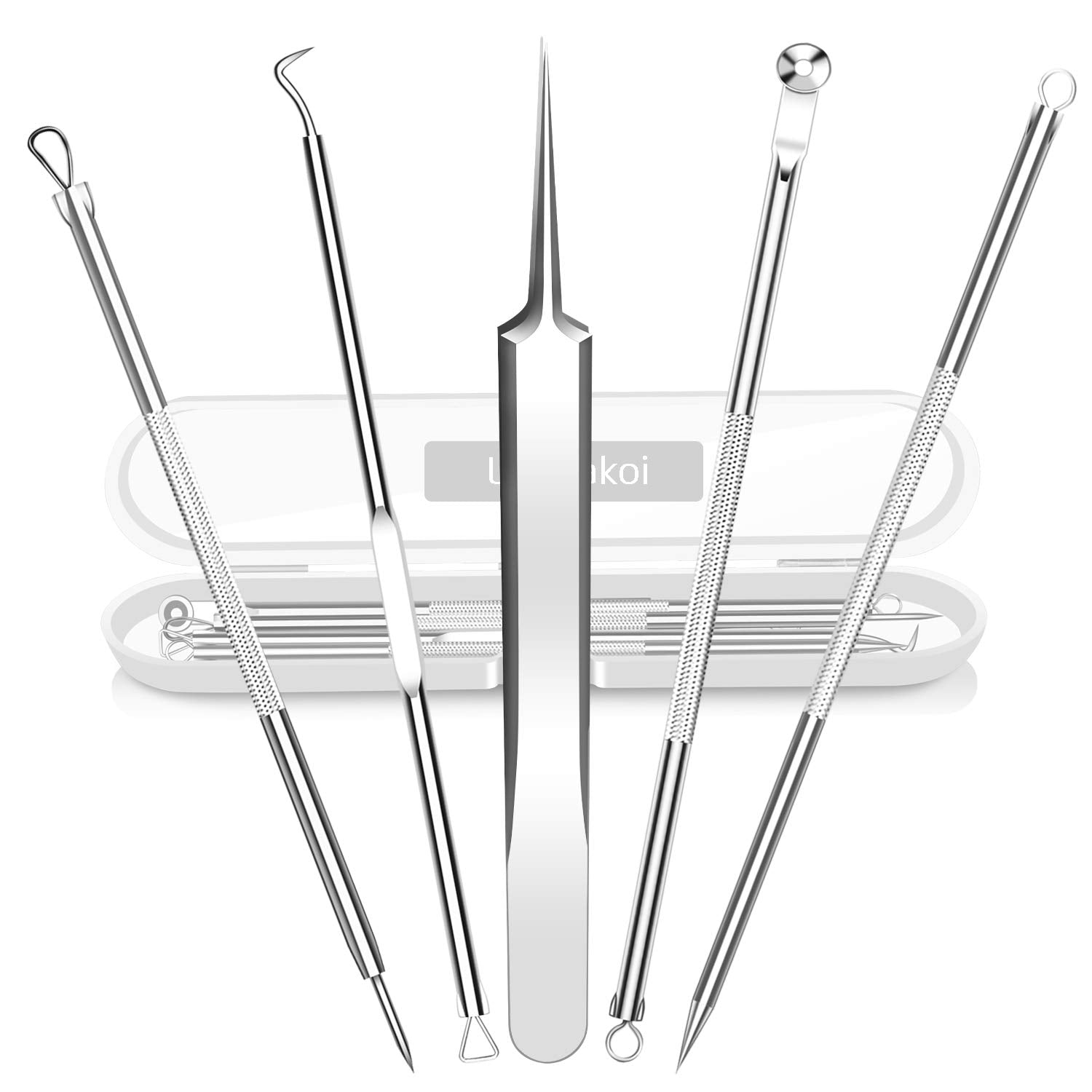Blackhead Remover Pimple Extractor Tool, Terresa 8pcs Blackhead Extractor, Comedone Extractor Acne Removal Kit for Blemish, Whitehead Popping, Zit Removing for Nose Face, With Portable Box