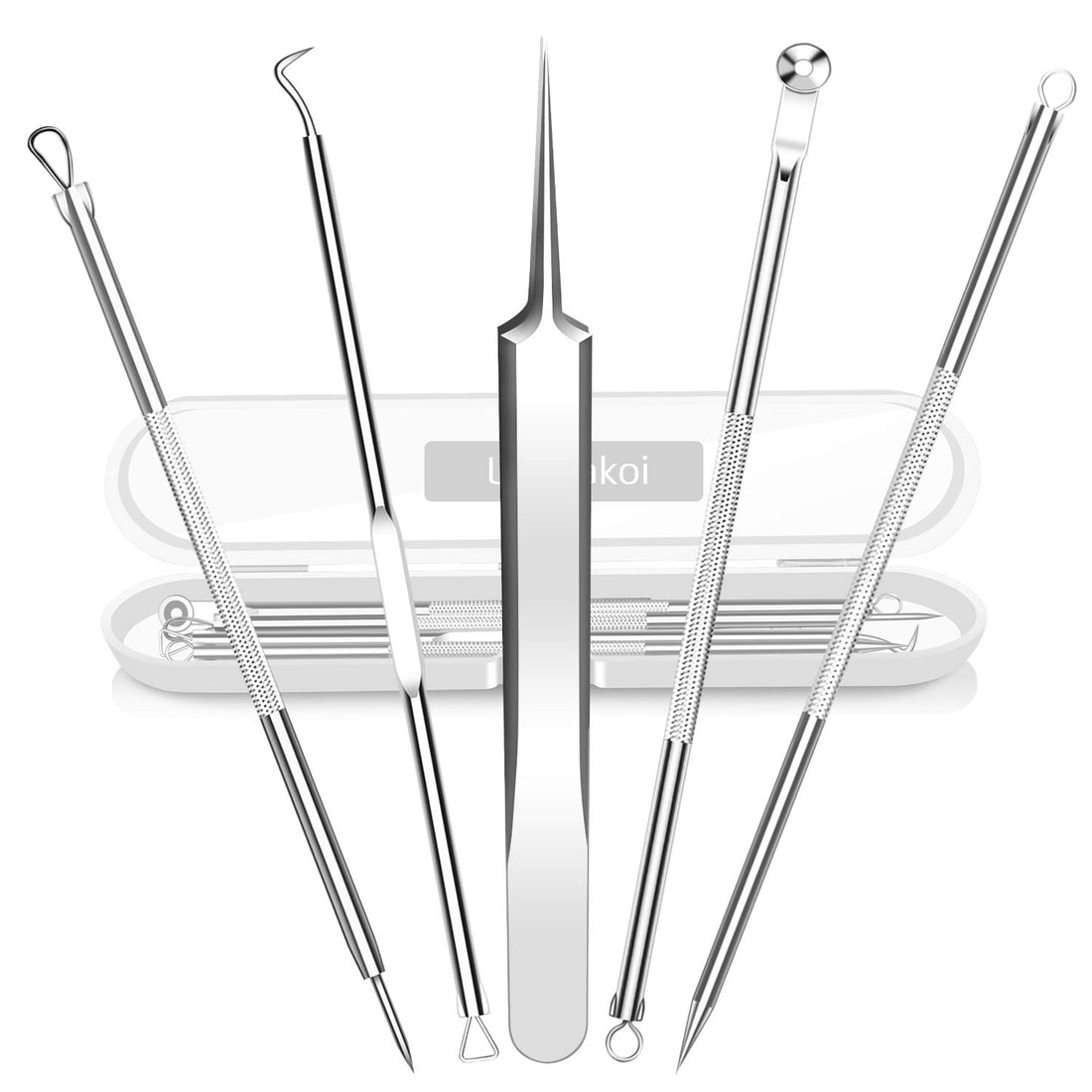 Blackhead Remover Pimple Extractor Tool, Terresa 8pcs Blackhead Extractor, Comedone Extractor Acne Removal Kit for Blemish, Whitehead Popping, Zit Removing for Nose Face, With Portable Box