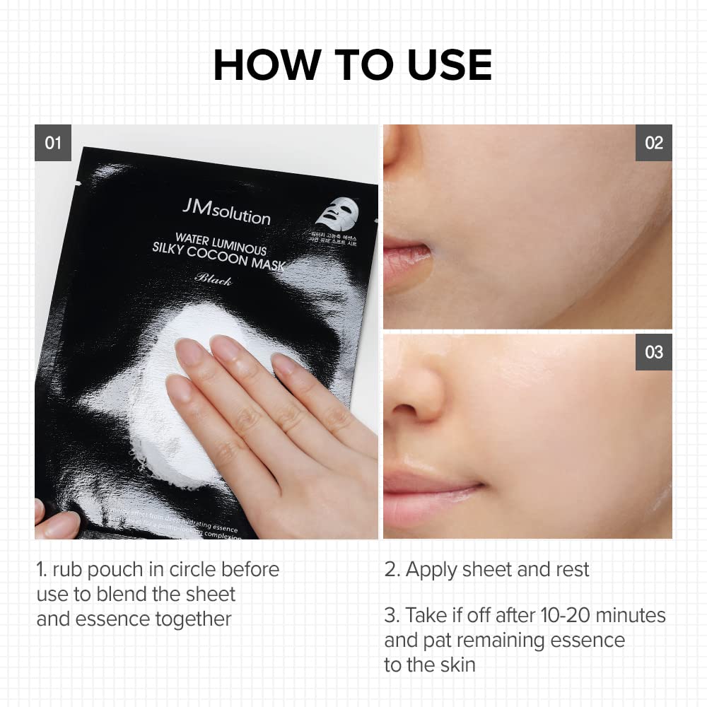 JMsolution Water Luminuous Silky Cocoon Black Mask (45g x 10pcs)