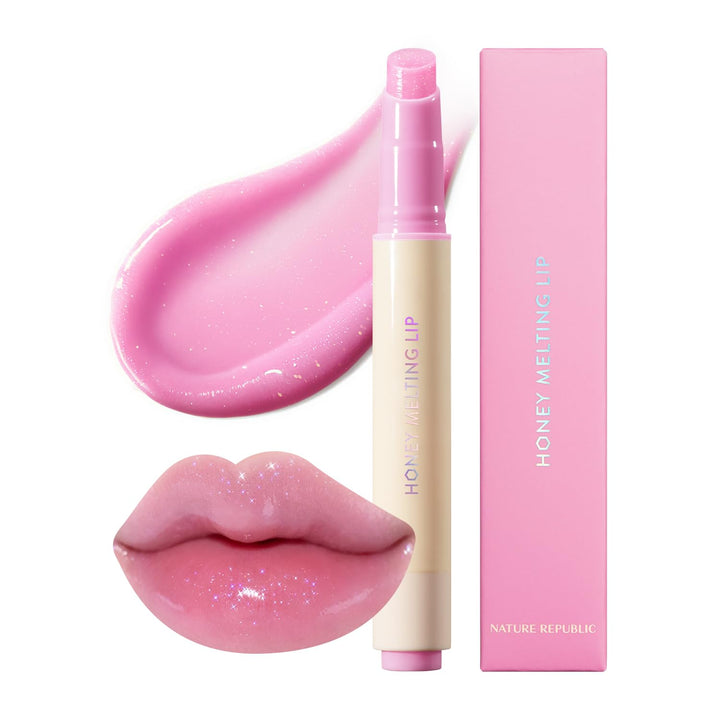 Nature Republic HONEY MELTING LIP GLITTER (13 AURORA) SOFT LIP STICK Hydrating Gloss, Moisturizing balms, Shine Glimmer Finish, Shimmery-Sheer tint, korean make up