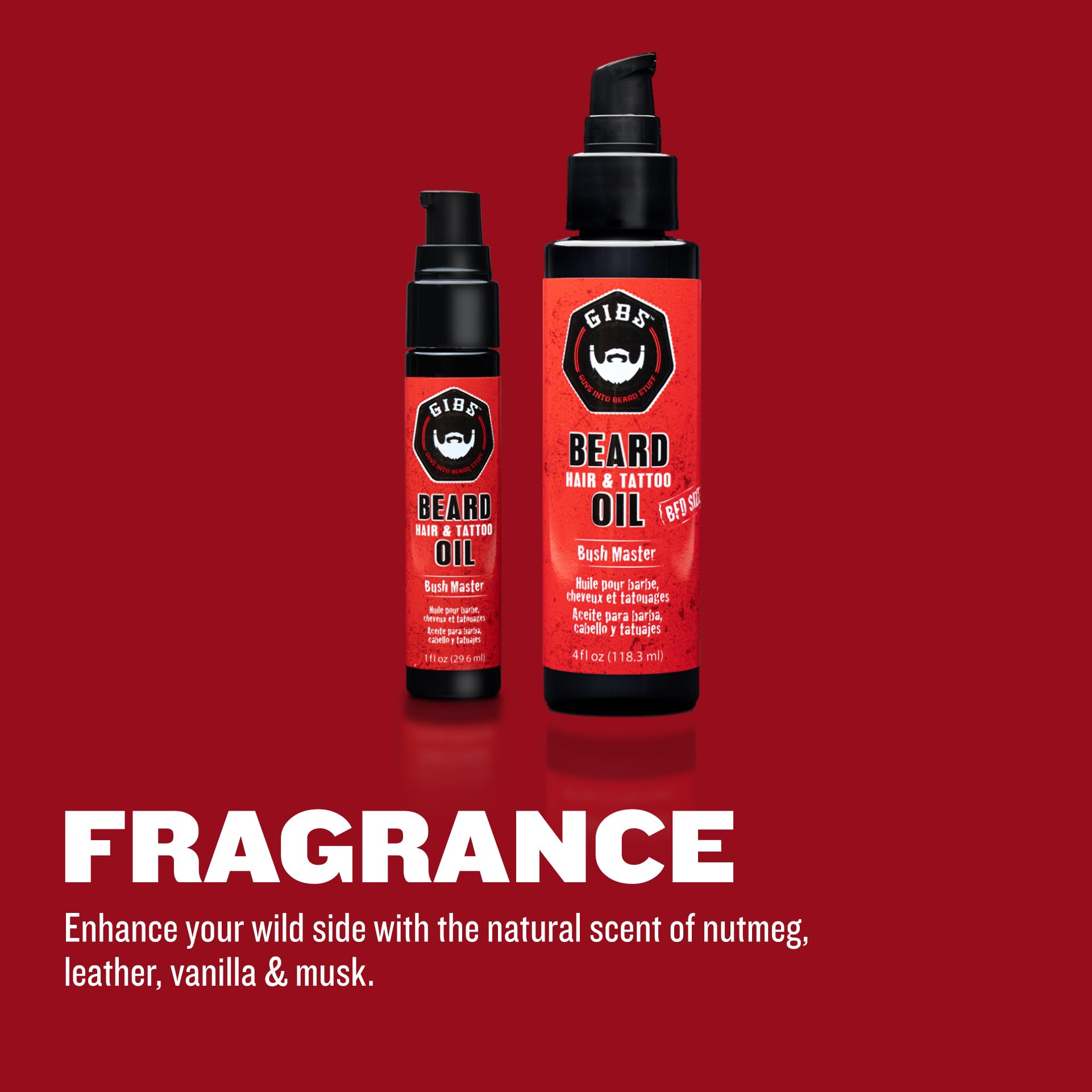 GIBS Bushmaster Beard, Hair & Tattoo Oil - 4 oz (New Larger Size)