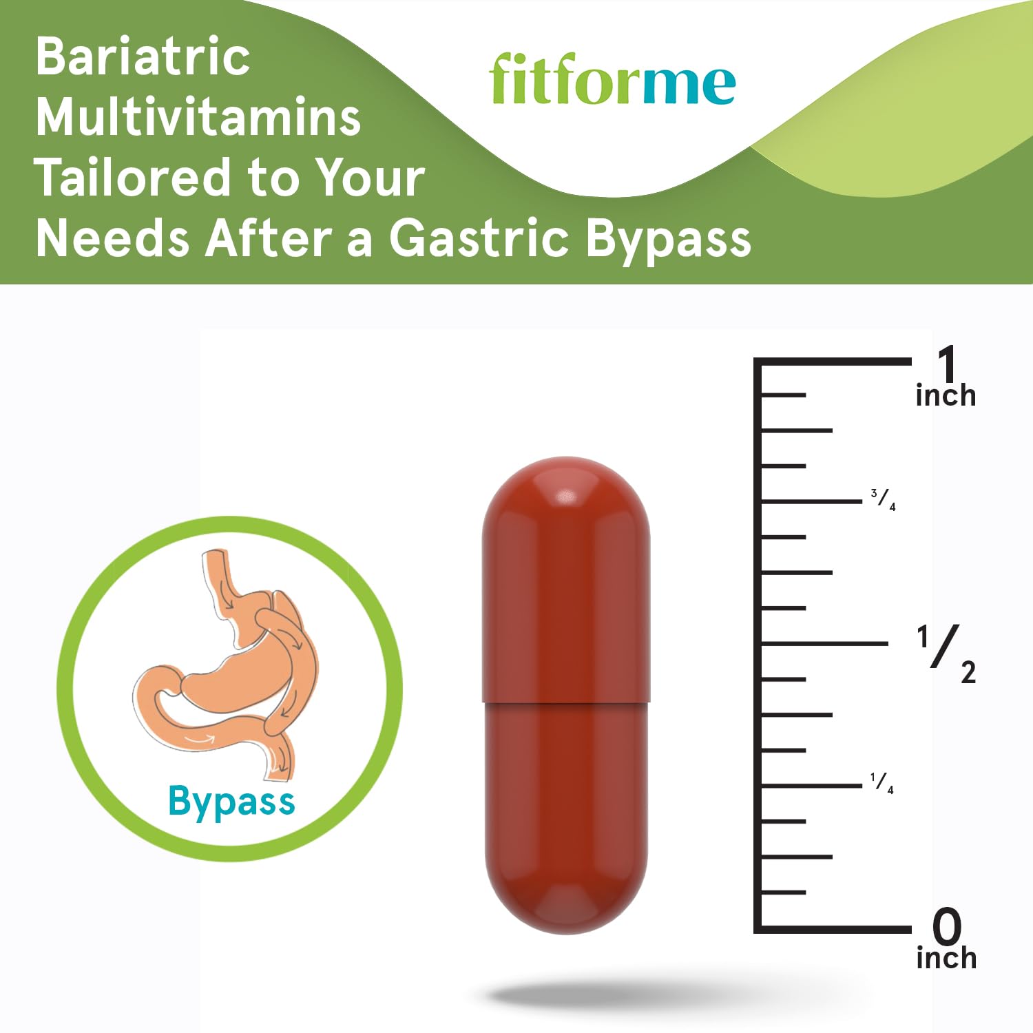 FitForMe Bariatric Multivitamins with Iron After Gastric Bypass - One a Day WLS Forte Capsule - 90 Days Supply of Vitamins & Minerals, Scientifically Proven