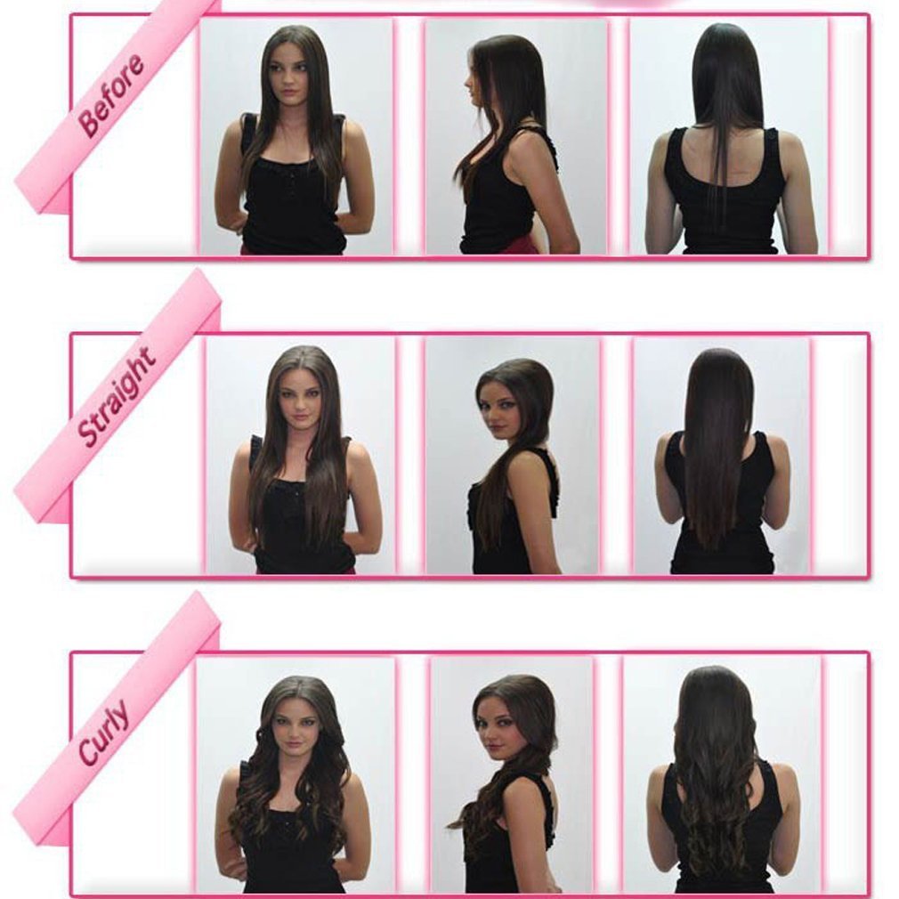 S-noilite 24/26 Straight Curly 3/4 Full Head One Piece 5clips Clip in Hair Extensions Long Poplar Style for Xmas Gifts 22colors (24 - Curly, natural black)