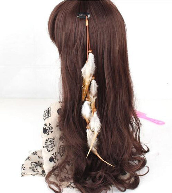 Suoirblss Handmade Boho Hippie Hair Extensions With Feather Clip Comb Hairpin Headdress DIY Accessories for Girls Women Lady