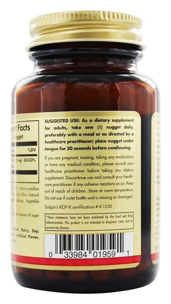 Solgar Methylcobalamin (vitamin B12) 5000 Mcg, 60 Nuggets, 60 Count (Pack of 12)