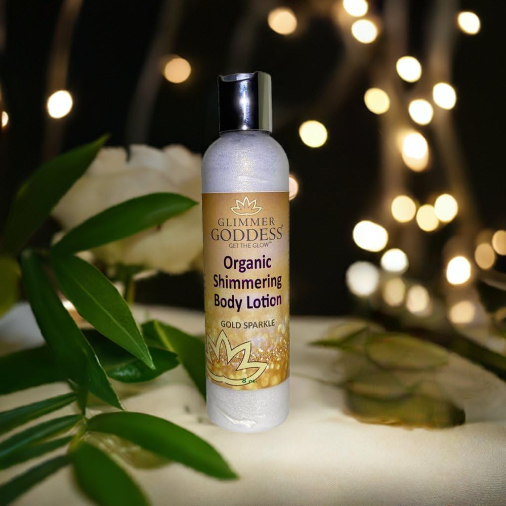 GLIMMER GODDESS Organic Body Shimmer Lotion - Super Level 3 Gold Body Shimmer, 8 oz