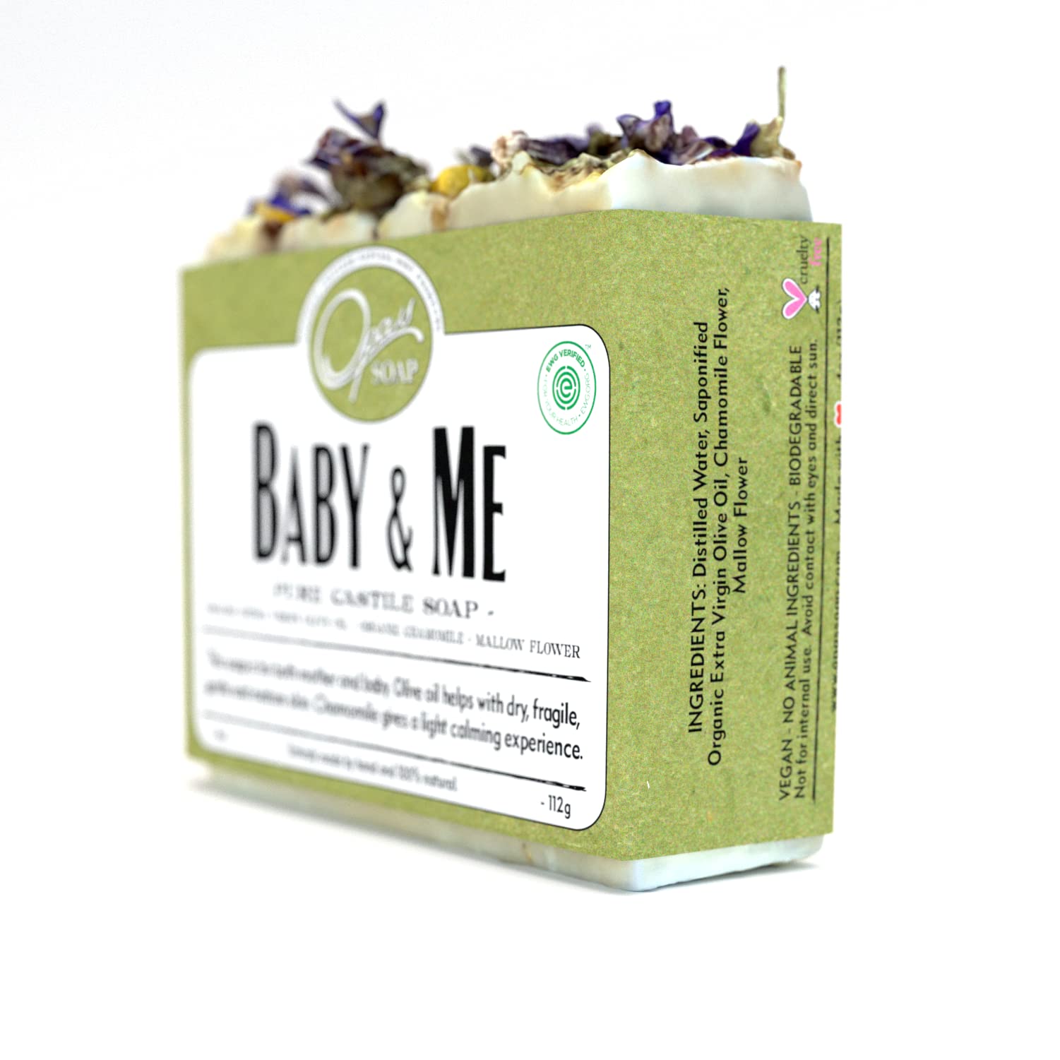 Opas Soap - 100% Natural Baby & Me Fragrance Free Castile Olive Organic Oil Soap with Chamomile