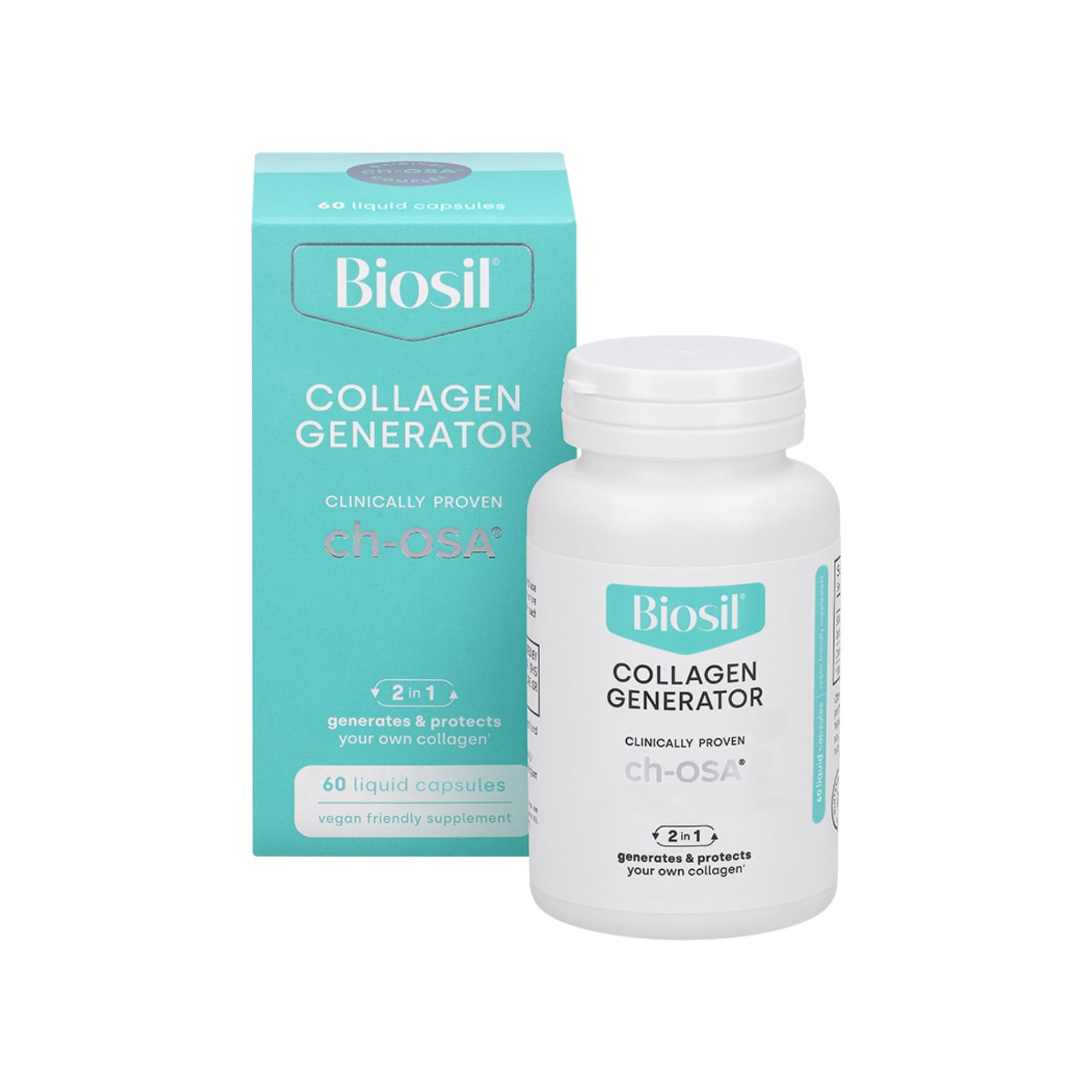 Biosil Collagen Generator - 60 Liquid Capsules - with Patented ch-OSA Complex - Generates & Protects Your Own Collagen - GMO Free - 30-Day Supply