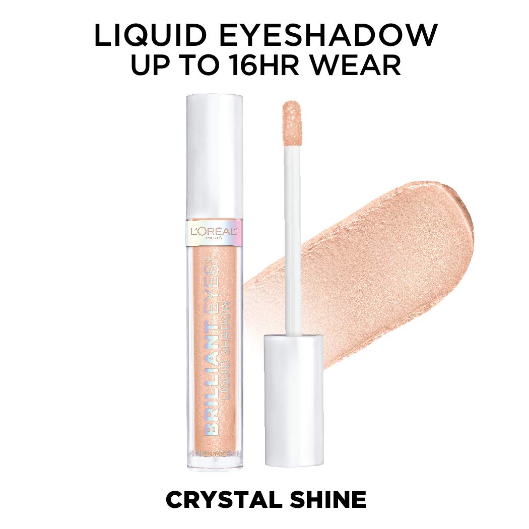 L'Oreal Paris Brilliant Eyes Shimmer Liquid Eye Shadow, Longwearing Lasting Shimmer, Crease Resistant, Flake-Proof, Precision Applicator, Quick Dry, Non-Greasy, Crystal Shine, 0.1 oz.