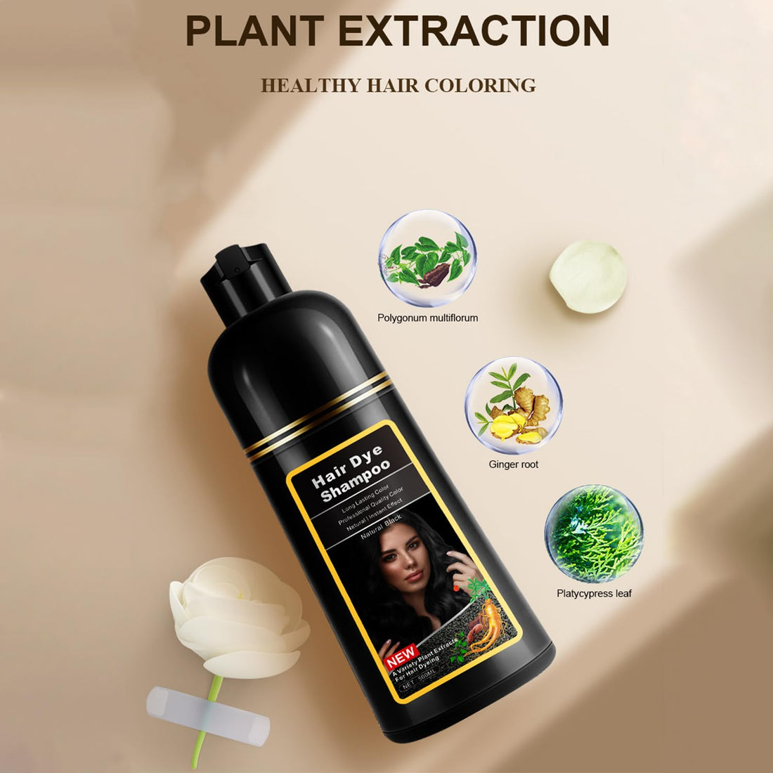 COSMPURLUXE Dark Brown Hair Dye Shampoo 3 in 1 Color for Grey Coverage Seimi Permanent Instant Mujer for Women/Men - Herbal Ingredients Natural Plant