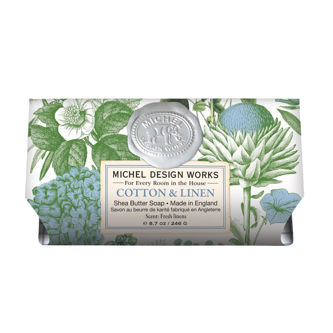 Michel Design Works Cotton & Linen Large Bath Soap Bar, 8.7 oz