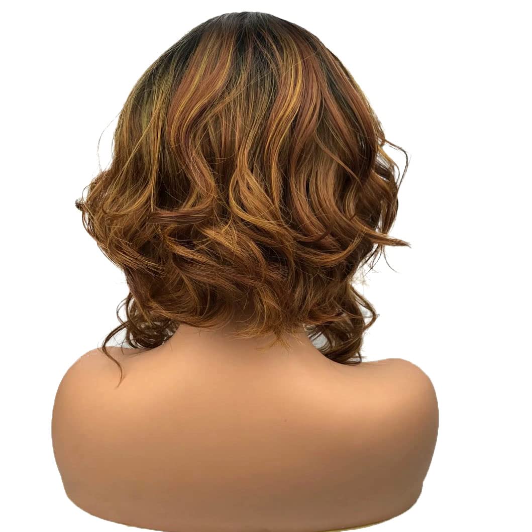 Wiginway Medium Curly Wavy Auburn Blend Wigs For Black Women Synthetic Wig Natural Looking