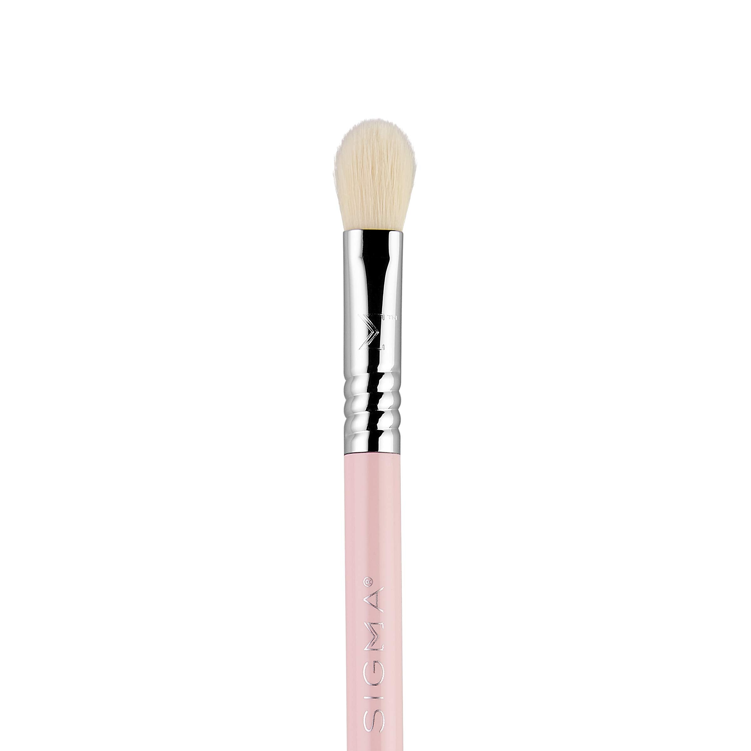 Sigma Beauty Travel Essential Trio Makeup Brush Set for Foundation Powder Eyeshadow, 3 Tool Brushes with Brush Tin Holder, Light Pink