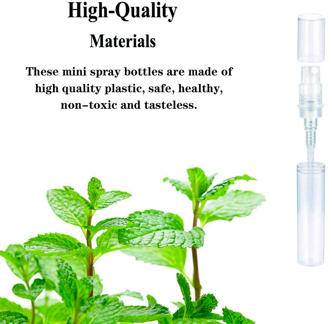 Csdtylh Mini Spray Bottle, Clear Plastic Empty Sample Containers, Fine Mist Perfume Travel Refillable Spray Bottle Perfume Atomizer Small Portable Bottle for Cleaning, Essential Oils 120Pcs 3ml