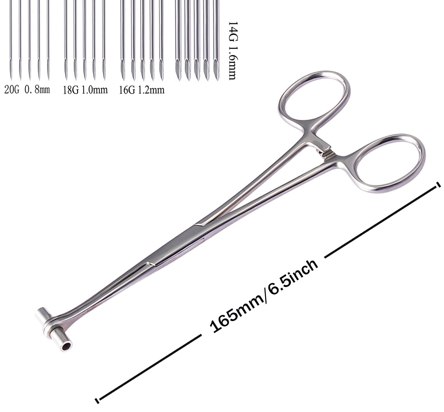 TcJ-Chen Septum Forceps Clamp Pliers Tool with 14G 16G 18G 20G Needles for Belly Nose Ear Tongue Lip Body Piercing