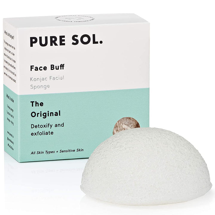 pureSOL Konjac Sponge - Original - Facial Sponge, Sponge, Eco-Friendly - Gentle Exfoliating Sponge, Deep Cleansing, Improved Skin Texture - Konjac Facial Cleansing Sponge