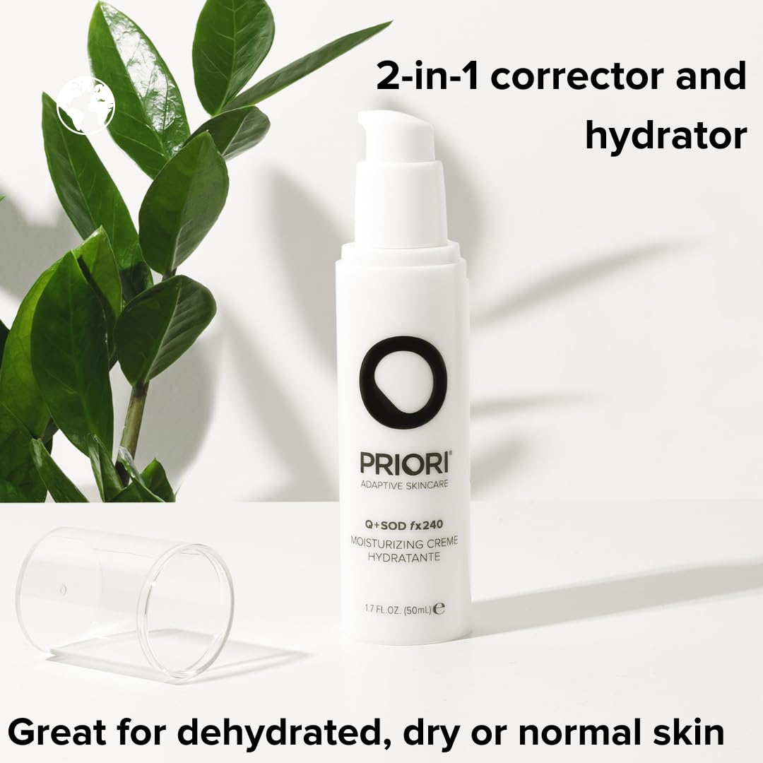 PRIORI Skincare Moisturizing Creme with CoQ10 Advanced Age Defying Hydrating Face Cream for Women and Men 24 Hr Moisturizer Lactic Acid, Retinol, Antioxidant Protection 1.7 fl oz
