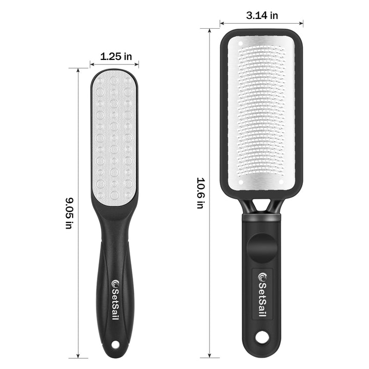 SetSail Callus Remover for Feet 2 Pack Foot File Kits Rust-Free Foot Scrubber Premium Stainless Steel Pedicure Tools Can be Used on Both Wet and Dry Feet, Foot Scraper for Dead Skin, Cracked Heels