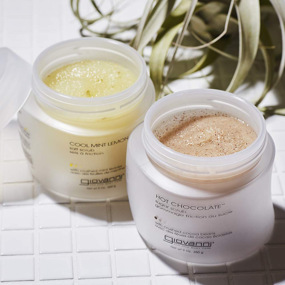 GIOVANNI Cool Mint Lemonade Salt Scrub - Salt Based Body Scrub, Gentle Body Exfoliant With Crushed Mint Leaves, Essential Oils, Aloe, Invigorating & Energizing Mint & Lemon Body Scrub - 9 oz (1 Pack)