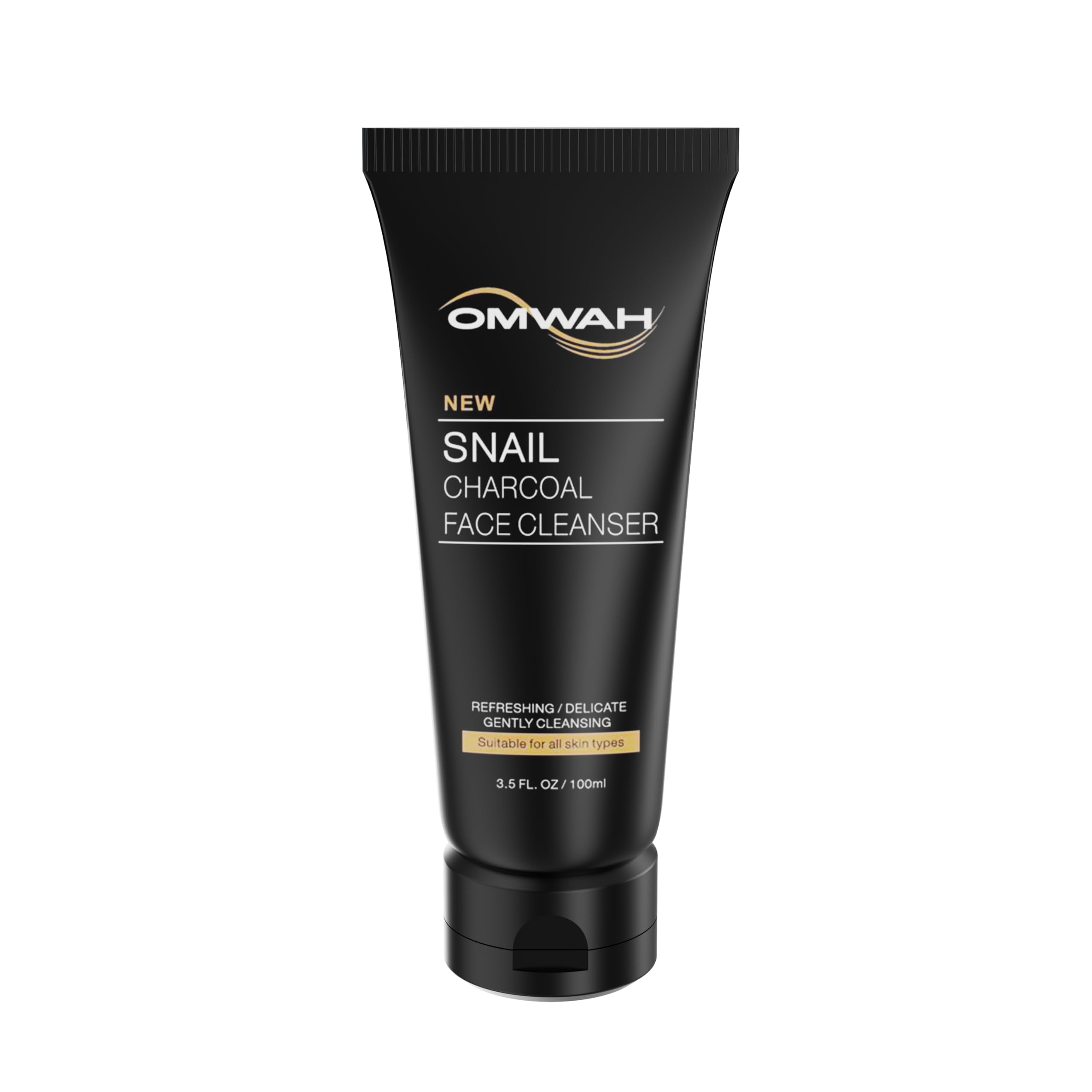 OMWAH Advanced Snail Mucin Gel Face Cleanser Infused with Activated Charcoal | Rich Daily Deep Cleansing Gel (3.5 OZ)