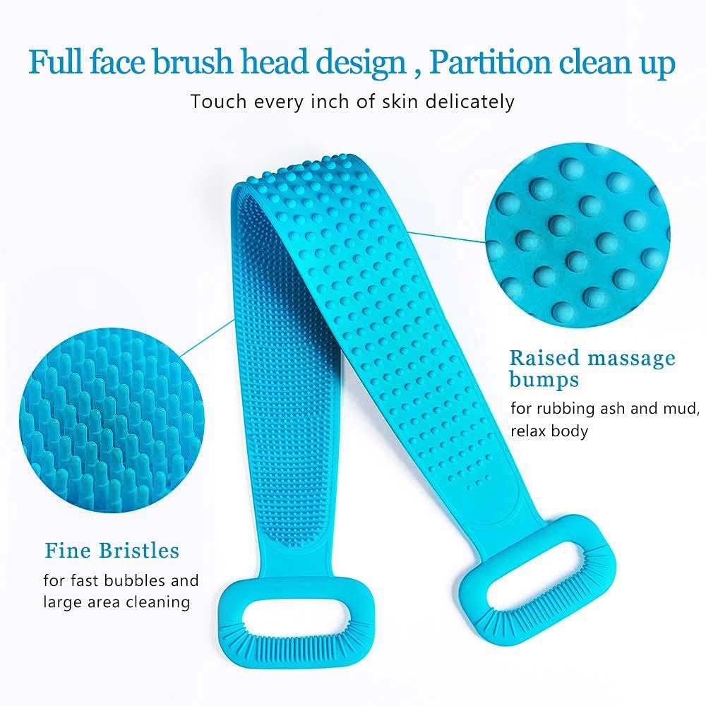 Inmorven Exfoliating Back Scrubber for Shower with Handles, 30 Inch Double-Sided Back Exfoliator Body Scrub Towel, Exfoliating Washcloth Bath Tool for use in Shower, to Clean Skin for Men & Women