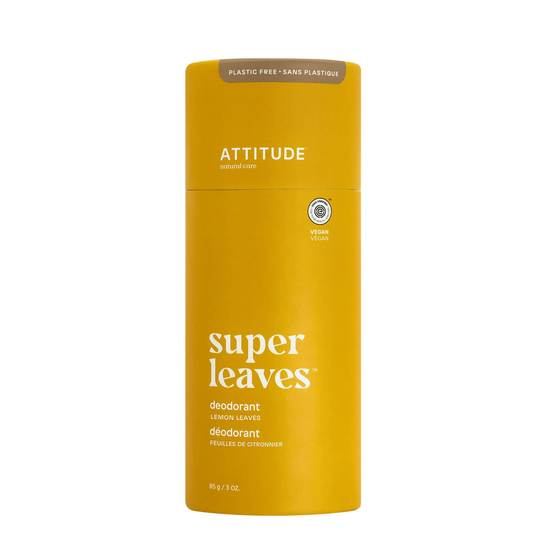ATTITUDE Plastic-Free Natural Deodorant, Biodegradable Cardboard Tube, Aluminum-Free and Hypoallergenic, Lemon Leaves, 3 Oz (Packaging May Vary) (11992)