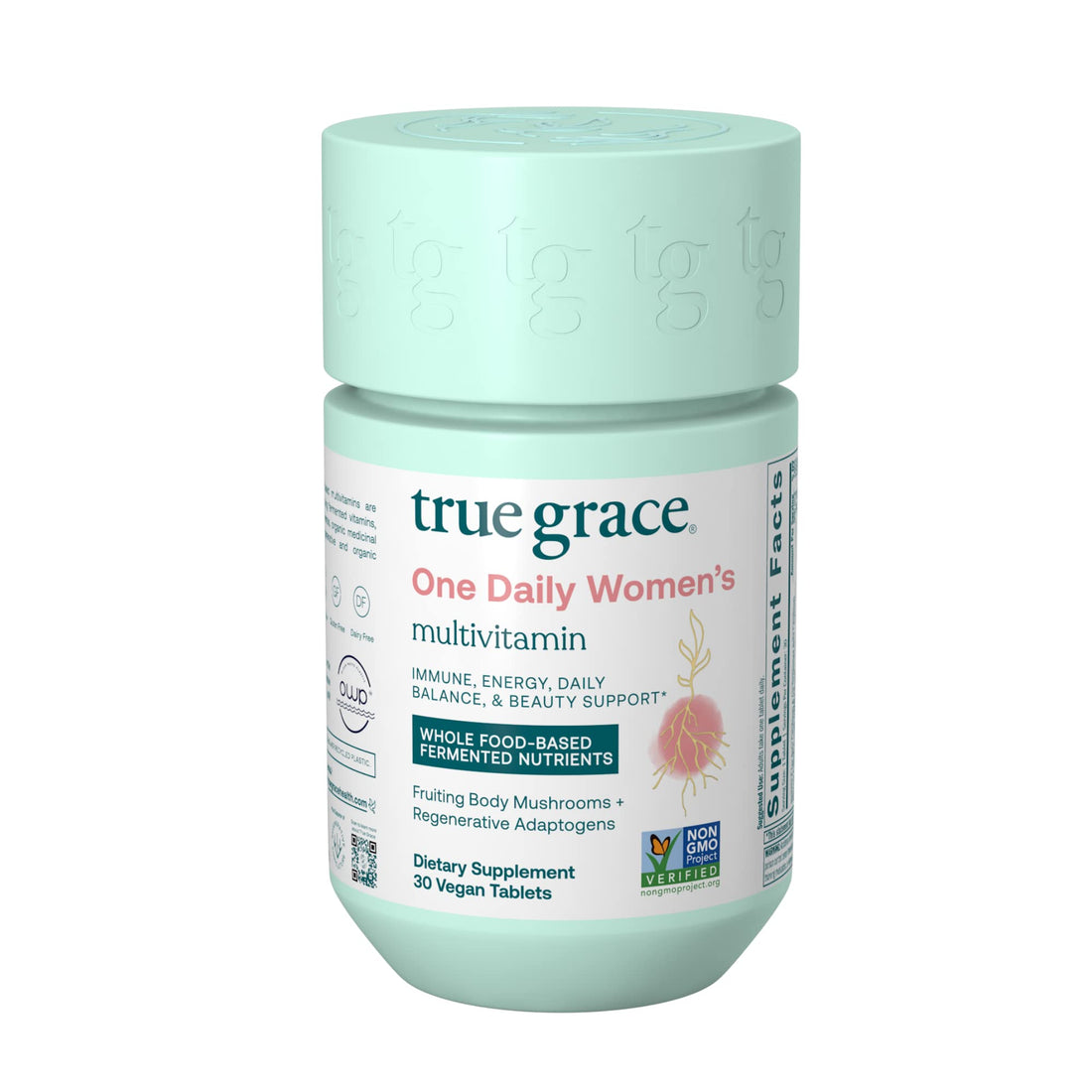 True Grace One Daily Women’s Multivitamin Fermented Minerals, Organic Adaptogens & Mushrooms Whole Body Balance, Immune, Energy, Beauty Support - Non-GMO, Gluten Free, Soy Free - 30 Vegan Tablets