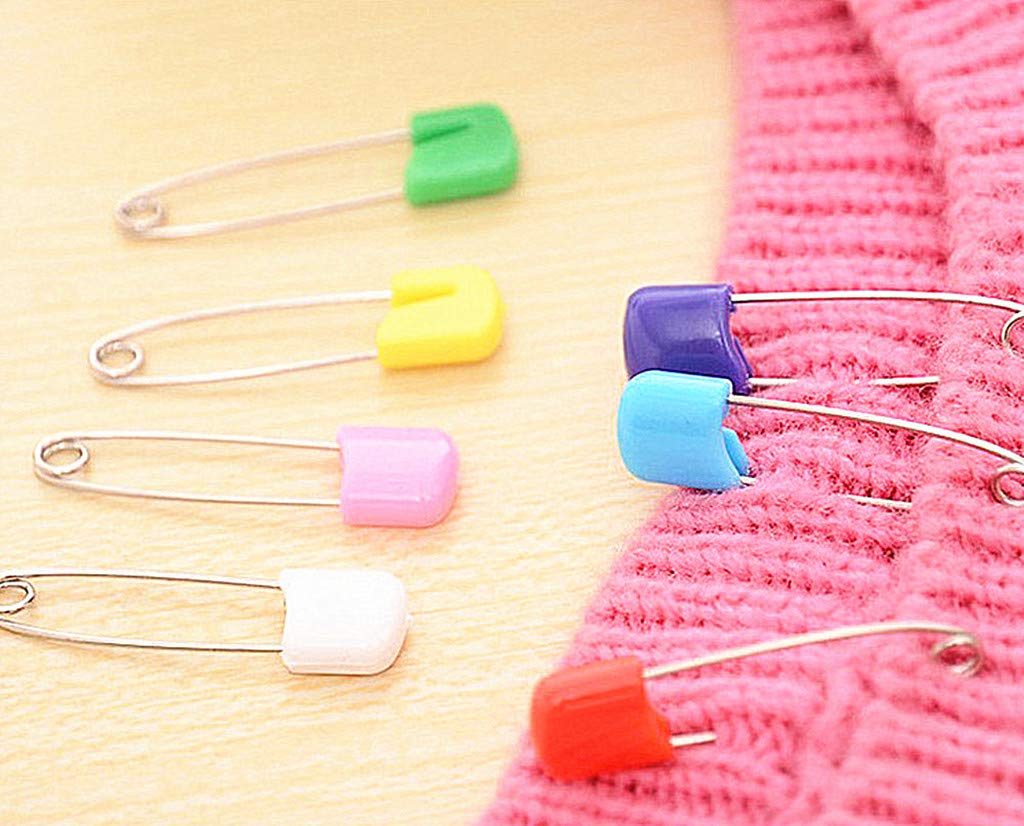 Kinteshun Baby Safety Pins,Kid Secure Clips Diaper Bib Nappy Pin with Safe Lock(50pcs,1.6 inches,7 Assorted Candy Colors)