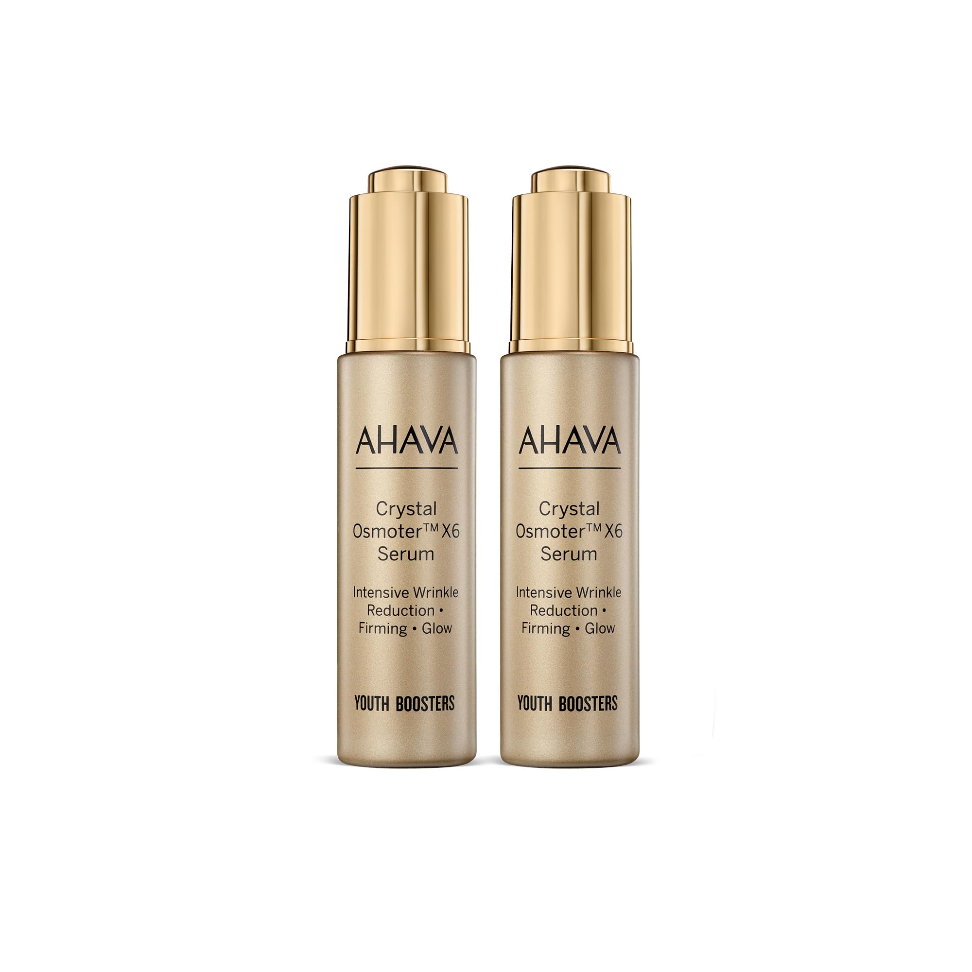 AHAVA Crystal Osmoter X6 Serum Duo Set, 1 Fl.Oz x 2 - Smooth oily lotion with Dead Sea Minerals & Osmoter, to enhance skin radiance, provide firmness and treatment against wrinkles & fine lines