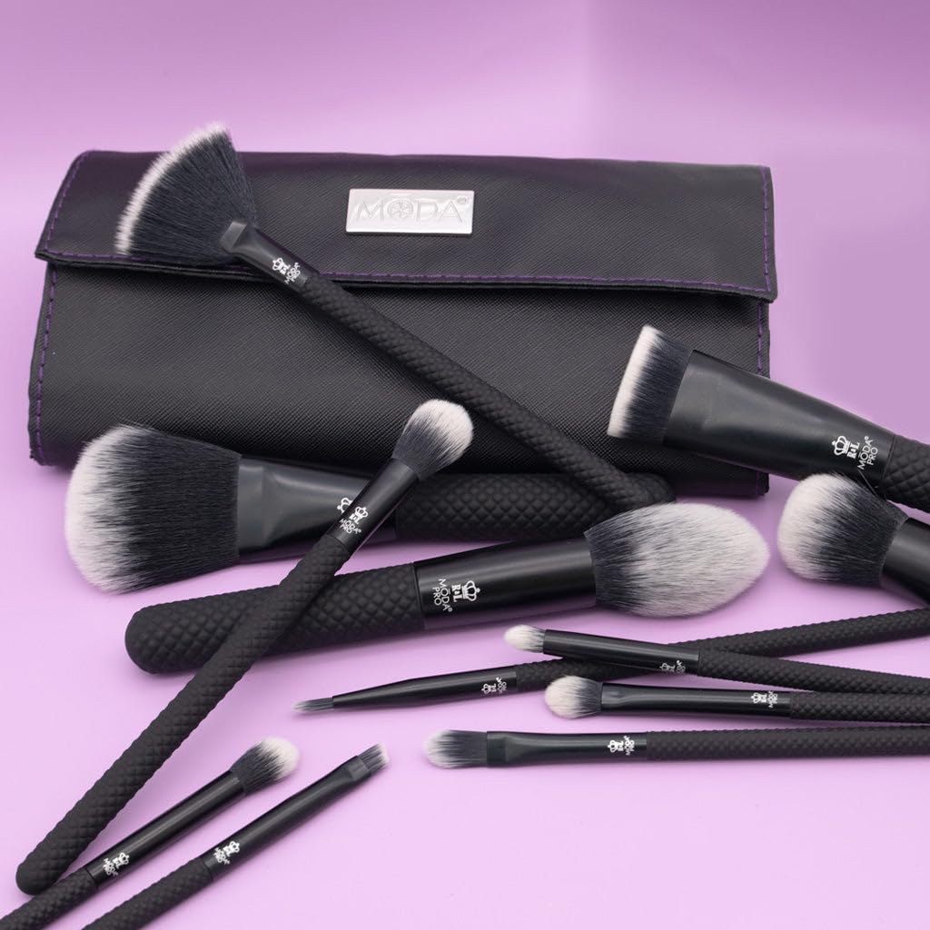 MODA Pro Full Face 13PC Makeup Brush Set with Travel Pouch