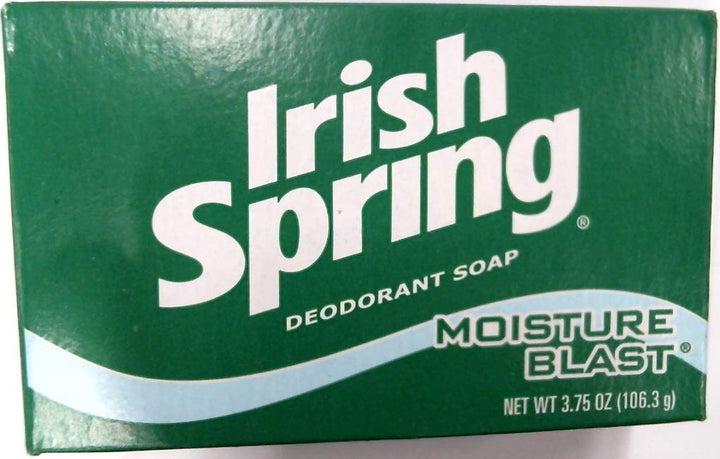 Irish Spring Deodorant Bath Bar Soap Moisture Blast, 3.75 Oz Each 3 Bar Pack (Pack of 18) 54 Bars Total