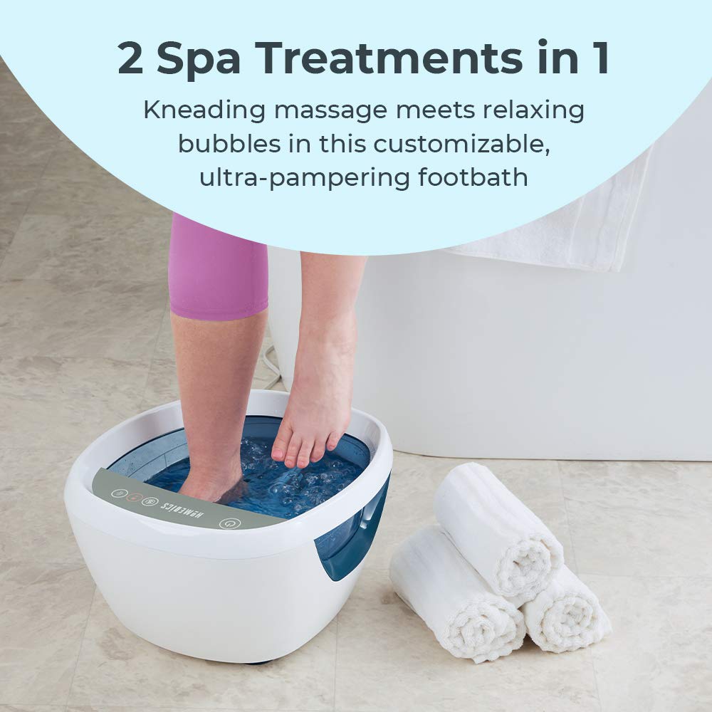 HoMedicsÃ‚® Shiatsu Bliss Footbath with Heat Boost, Foot Spa Massager, Deep Kneading Pedicure Tub, Vibrating Bubbles with Soothing Heat, Portable at-Home Spa