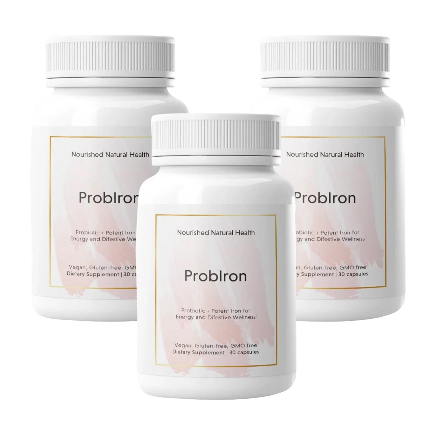 Nourished Natural ProbIron - Women's Probiotic + Iron Supplement Boosted with Vitamin C and Copper - Vegan Formula for Energy and Digestive Wellness - 90 Capsules