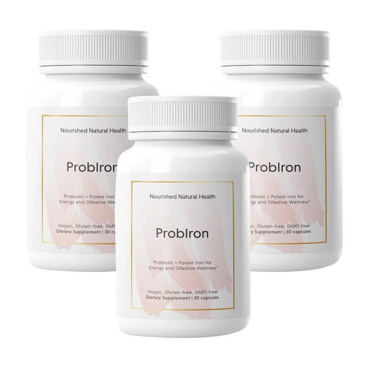 Nourished Natural ProbIron - Women's Probiotic + Iron Supplement Boosted with Vitamin C and Copper - Vegan Formula for Energy and Digestive Wellness - 90 Capsules