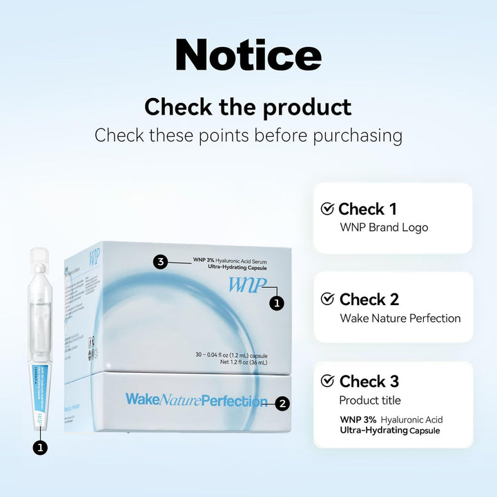 WNP Ultra Hydrating Serum 3% 4D Hyaluronic Acid Smoother Skin|Pre-makeup SkinCare|Anti-Aging serum for face Single-Use Vials Skincare for Dry&Sensitive skin(1.2 ml)*30