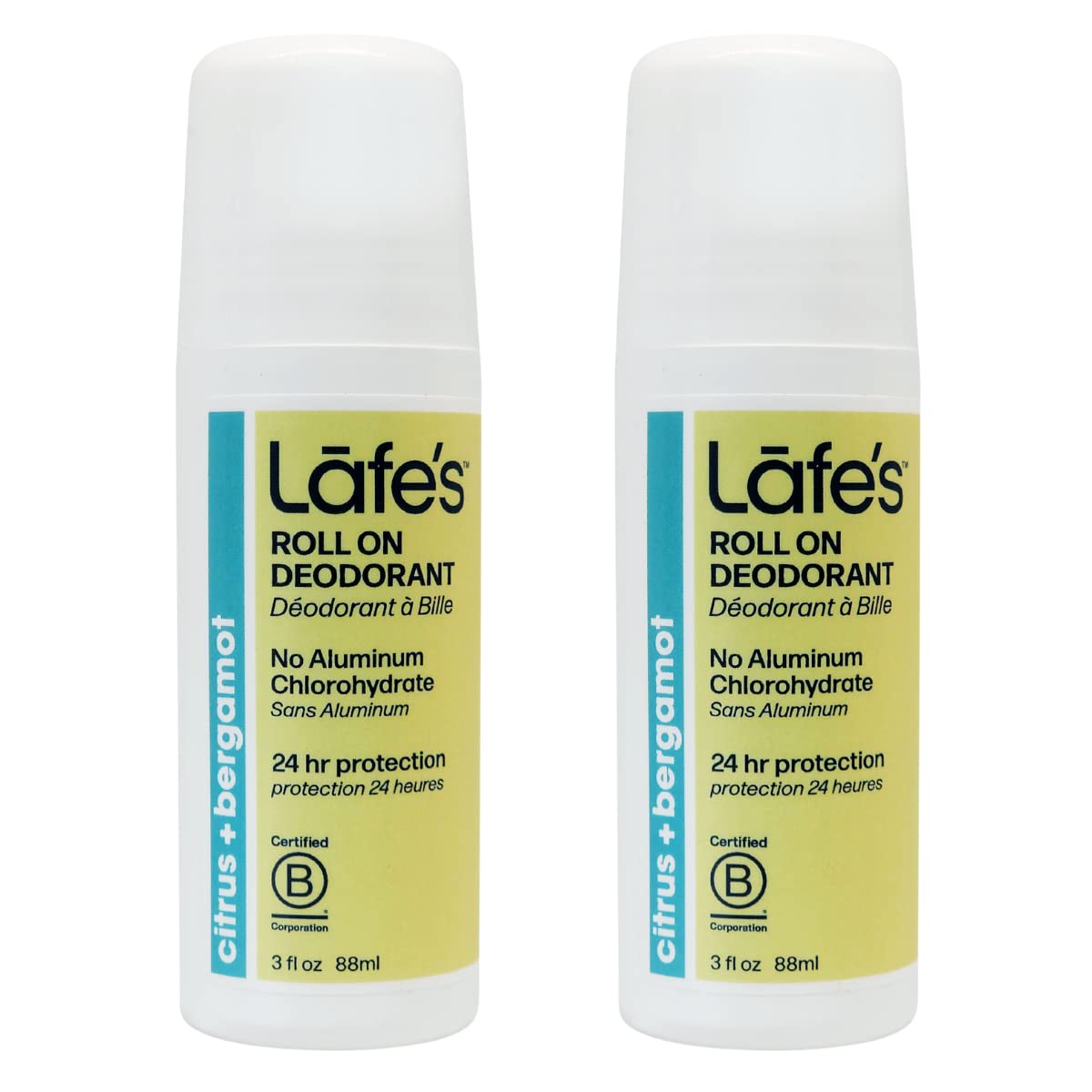 Lafe'S Active Roll On Deodorant (Pack of 2) with Citrus, Witch Hazel and Jasmine, 2.5 Oz Each