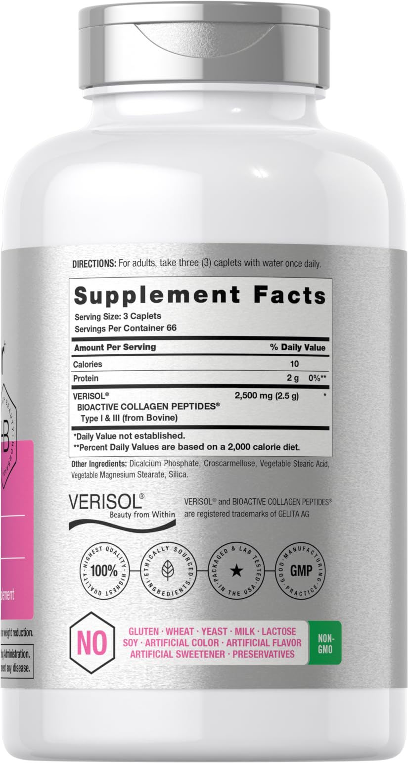 Horbäach Skin Rejuvenator with Verisol | Bioactive Collagen Peptides | 200 Caplets | Non-GMO, Gluten Free Supplement