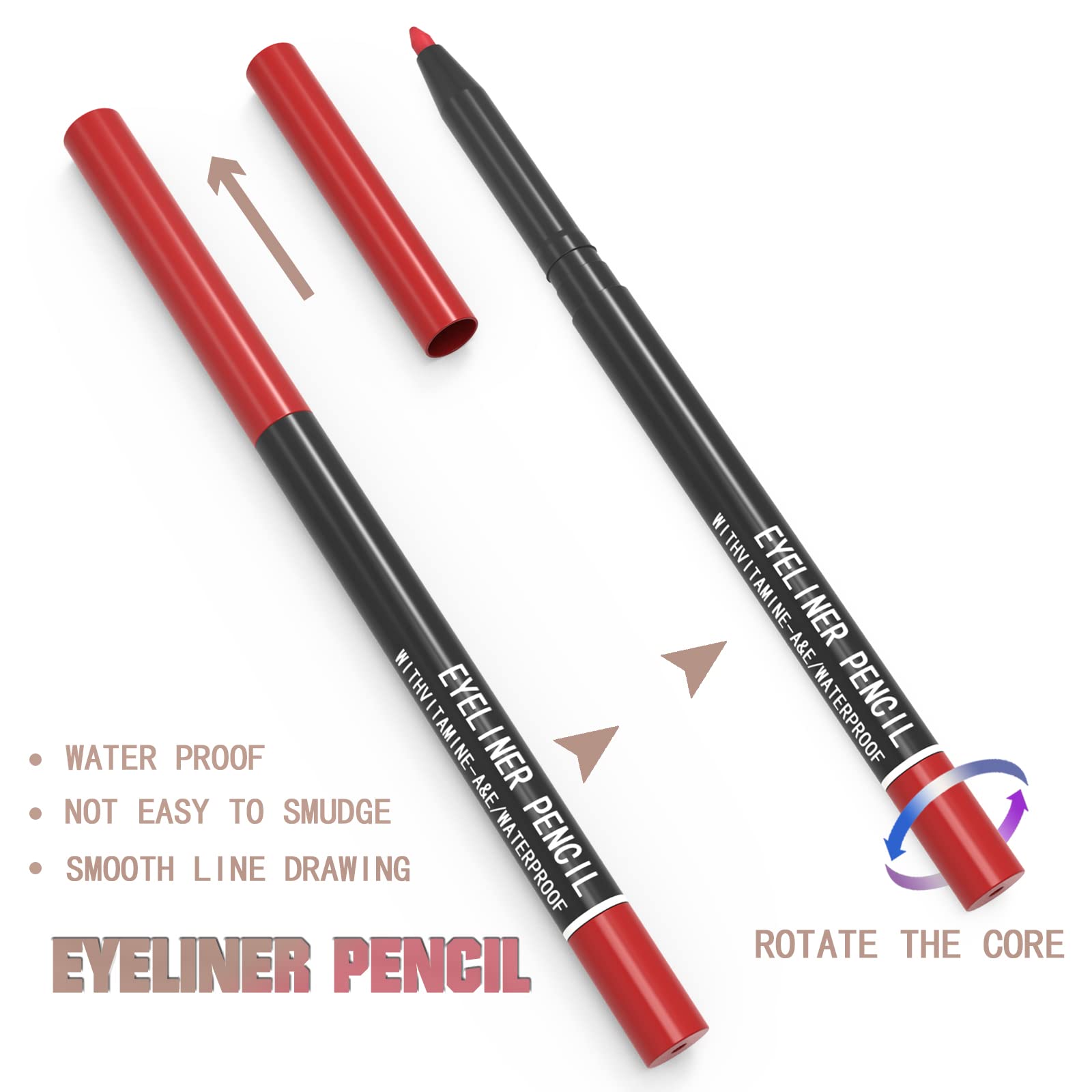 12 Kinds Of Color Eyeliner Pen, Eyebrow Pen,Eye Shadow Pencil , Lip Line Pen, Eyelid Pad, Pencil Makeup Set Tool (12PCS)