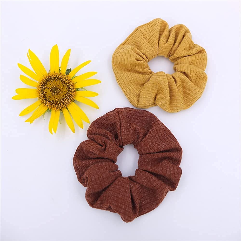 Sugarmelon Mommy and Me Headband Set Mother Baby Matching Turban Headband for Toddler Baby Girls Women Scrunchies Hair Bow Hairbands (Mustard and Golden Brown)