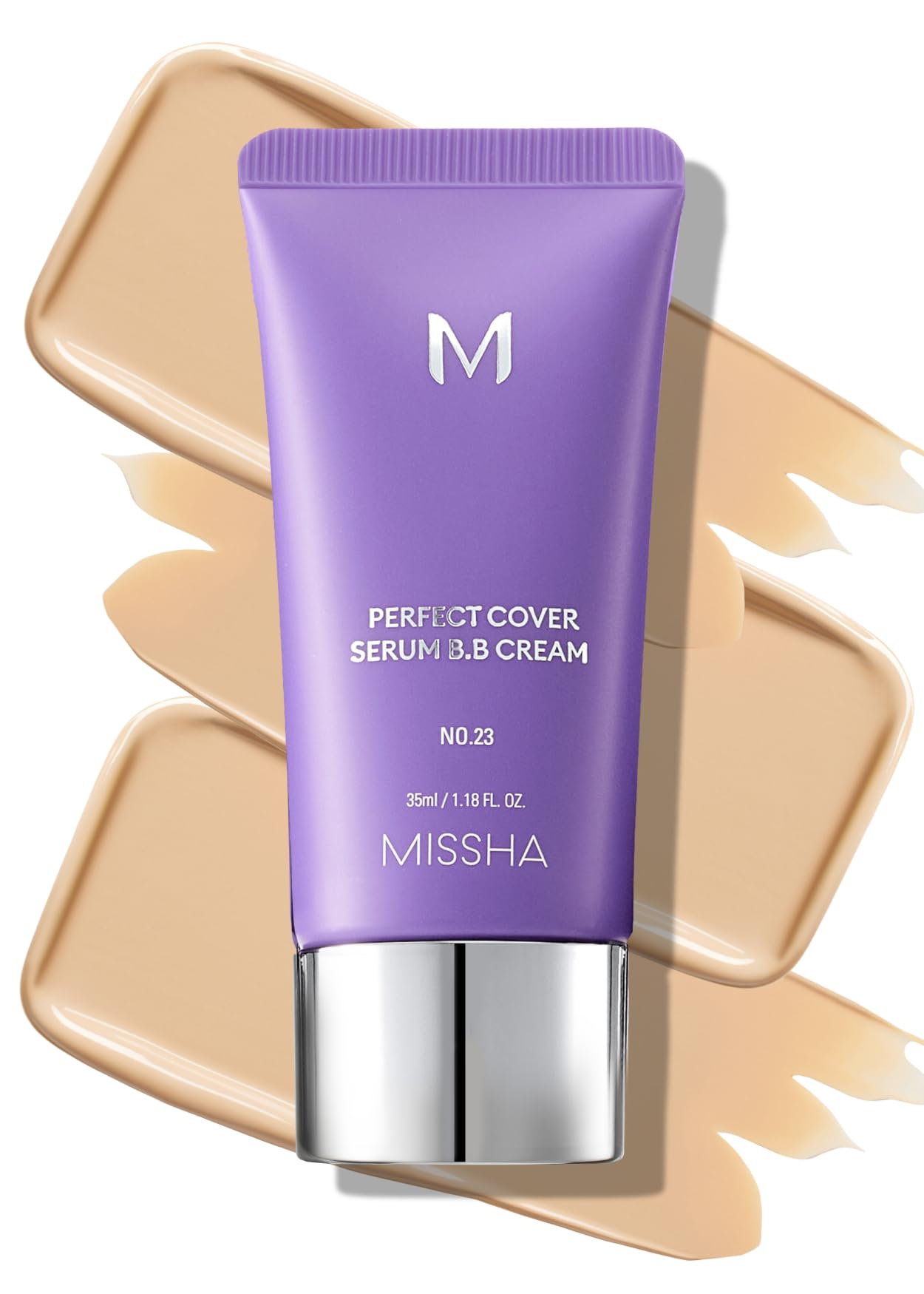 MISSHA M PERFECT COVER SERUM BB CREAM No.23 Natural Beige-Light/Medium with Cool/Neutral Undertone, Skin Care Foundation Makeup, Tinted Moisturizer, Superfood Complex, Mother's Day gifts, 1.18 Fl oz