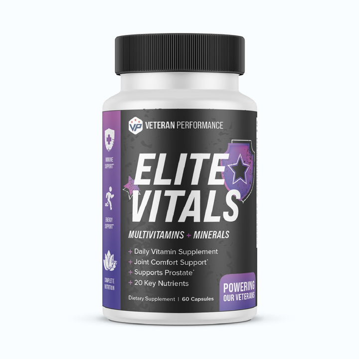 Veteran Performance Elite Vitals Multivitamin for Men – Daily Mens Multivitamins Ages Over 20 Plus – Prostrate Energy Immune Joint Support – Daily Mens Vitamins and Minerals (60 Capsules)