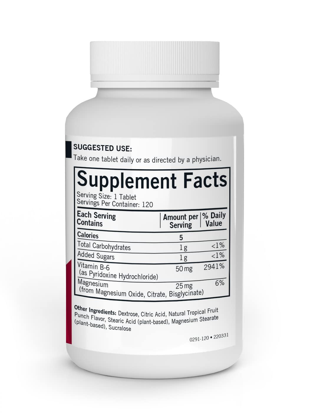 Kirkman - Vitamin B6 with Magnesium - 120 Tablets - Potent Vitamin B6 & Magnesium Supplementation - Chewable Wafer - Hypoallergenic