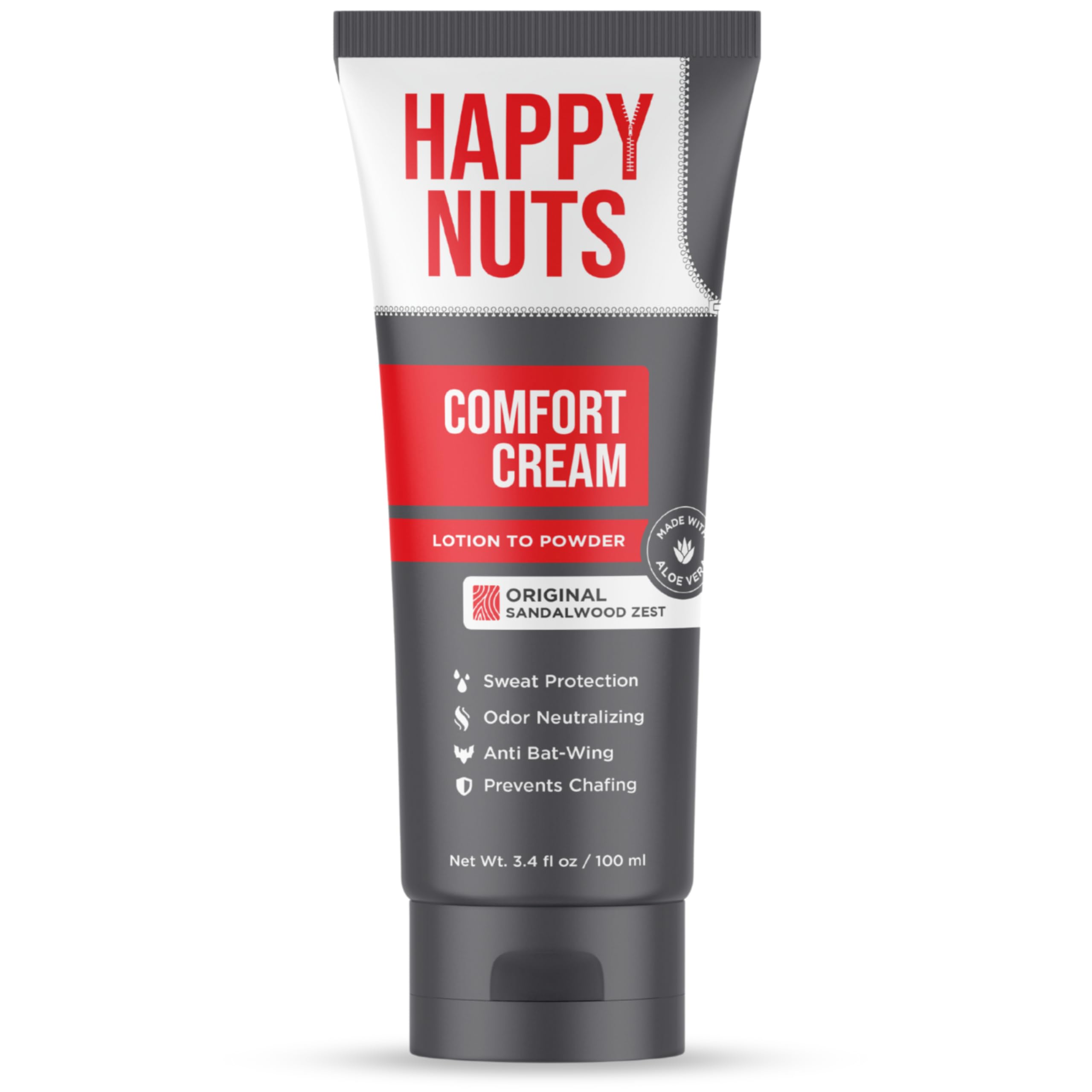 HAPPY NUTS Comfort Cream Deodorant For Men: Anti-Chafing Sweat Defense, Odor Control, Aluminum-Free Mens Deodorant & Hygiene Products for Men's Private Parts 3.4oz, Original