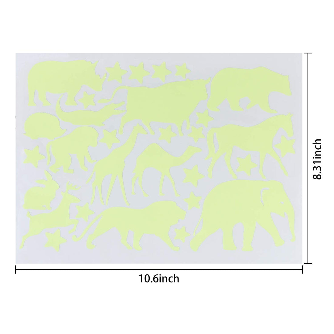 BENBO Animals Glow in Dark Wall Stickers, Cute Animals Jungle Adventure Horse Elephant Giraffe Camel Stars Peel and Wall Decals for Kids Bedroom Nursery Home Wall Mural Decor