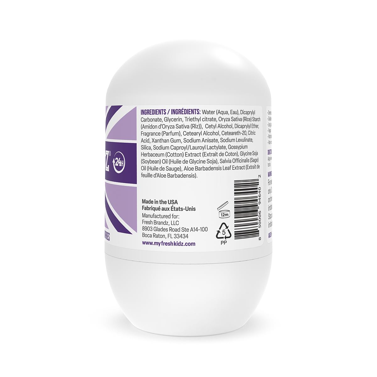 Keep it Kind Fresh Kidz Girls Purple Natural Roll On Deodorant 1.86 Fl Oz