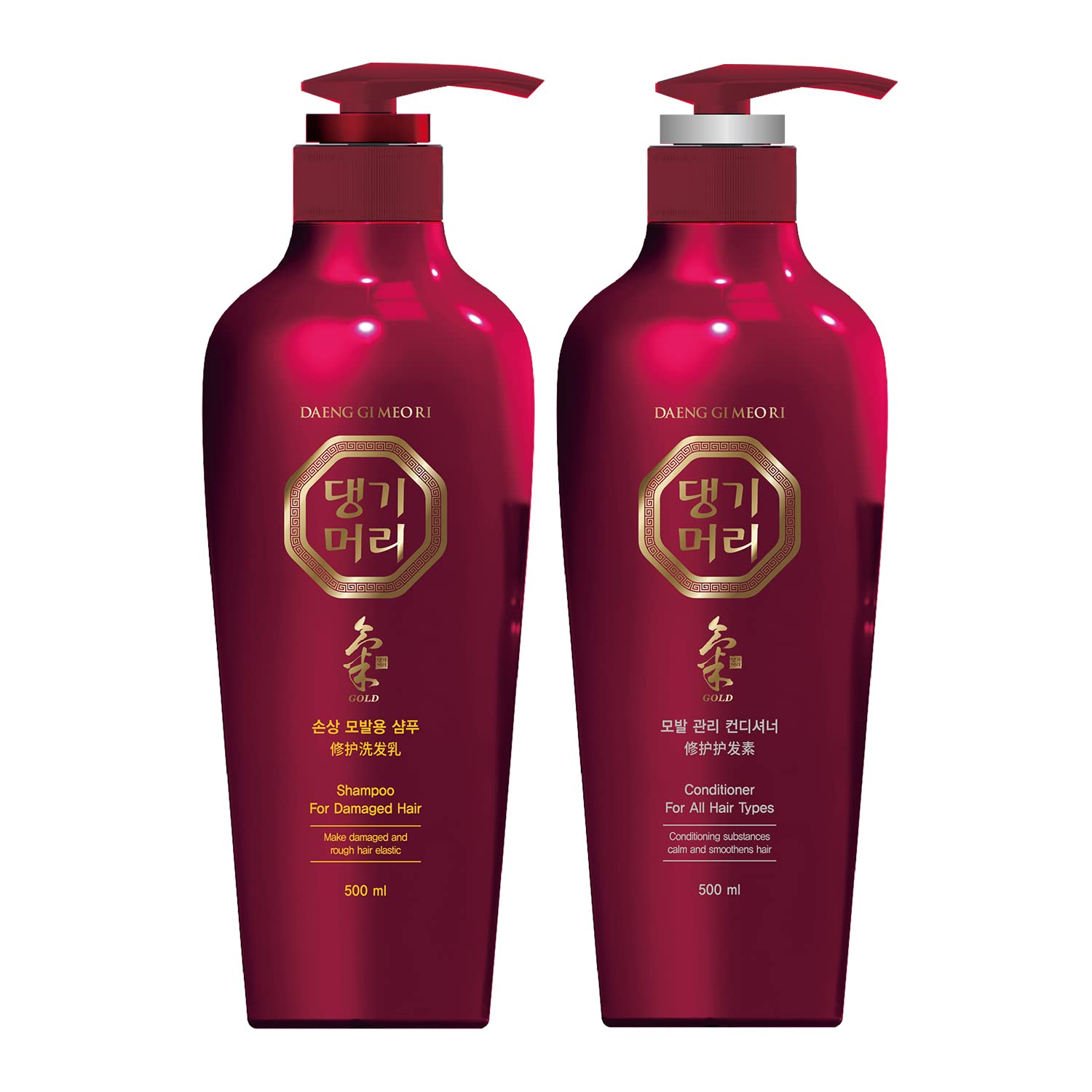 Daeng Gi Meo Ri - Shampoo & Conditioner Set for Damaged hair, Add Nutrition and Shine for Healthy and Energetic Hair, Reducing Dandruff, Nourishing and Promoting Hair Growth, 16.9 FL. OZ/ 500ml