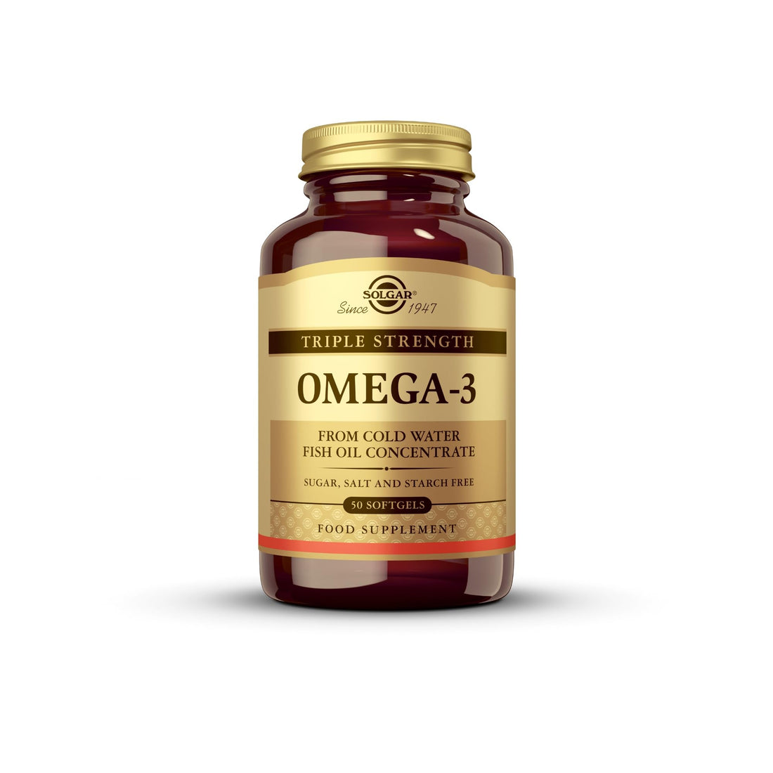 SOLGAR Triple Strength Omega 3 950 mg - 50 Softgels - Supports Joint & Skin Health - Non-GMO, Gluten Free, Dairy Free - 50 Servings