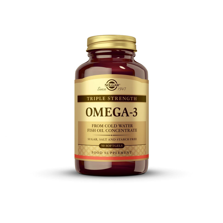 SOLGAR Triple Strength Omega 3 950 mg - 50 Softgels - Supports Joint & Skin Health - Non-GMO, Gluten Free, Dairy Free - 50 Servings
